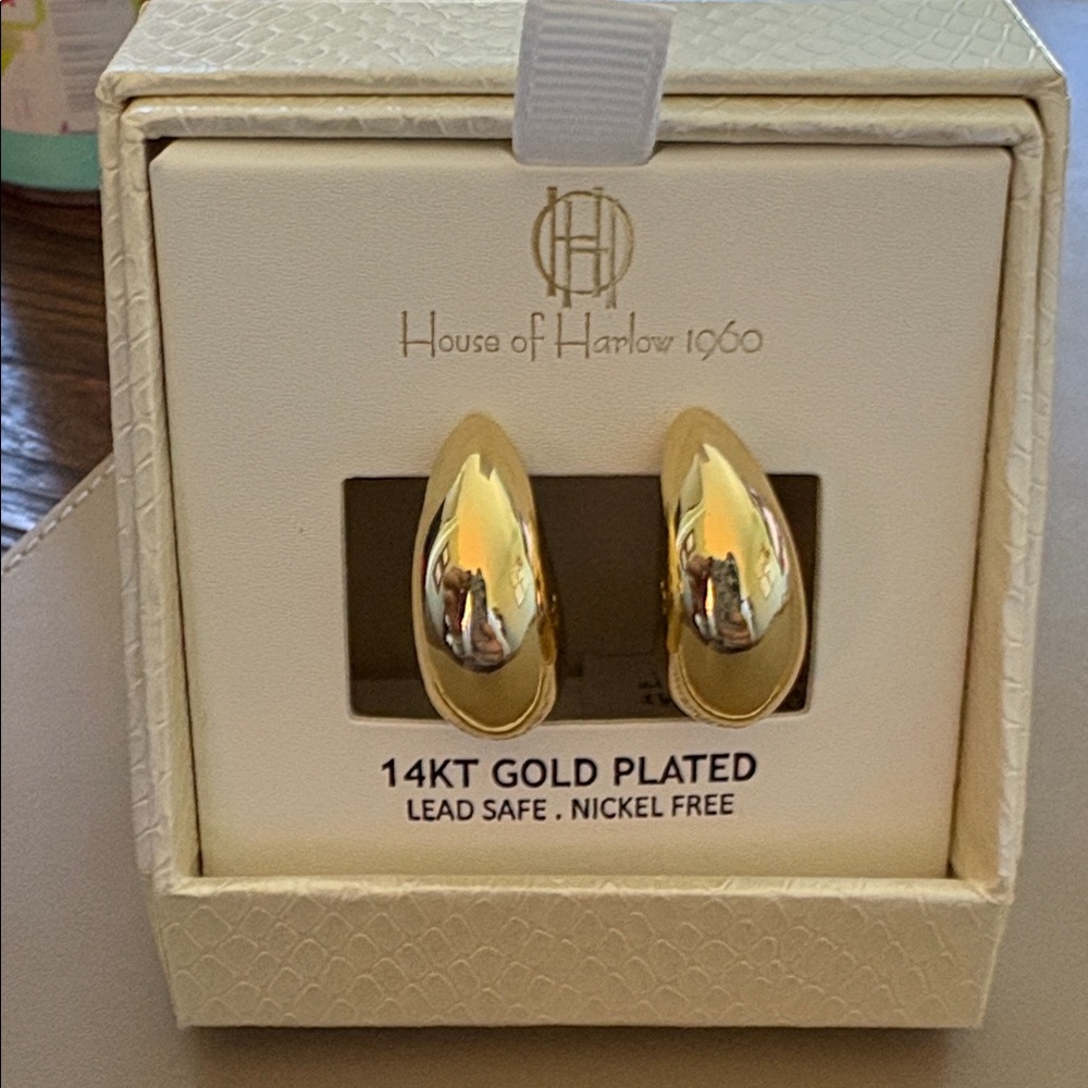House of Harlow 1960 Shiny Gold Teardrop Earrings